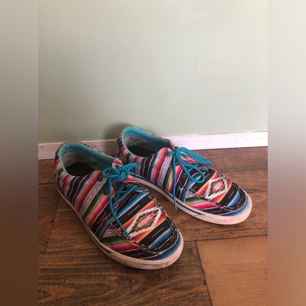 Womens Twisted X Hooey Loper Aztec Shoes Loafers Size 9 Multi Color WHYC008